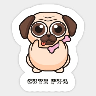 Cute pug face Sticker